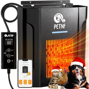 Dog House Heater – 45℉ to 113℉ Thermostat Controlled Pet House Heater with Wifi Remote App Control 300W Fast Heating Energy Saving Eco Mode Safe for Outside Dog House Winter Chicken Coop