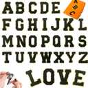 26pcs Black Chenille Letter Patches A–Z – Self-Adhesive Varsity Alphabet Appliques with Gold Trim for Clothing, Bags, Hats & DIY Crafts