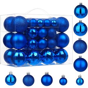 50pcs Christmas Ball Ornaments Navy Blue Small Shatterproof Christmas Tree Decorations Xmas Tree Christmas Ornaments Balls with Hanging Loop for Christmas Wedding Holiday Party Wreath Home Decor