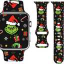 Watbro Holiday Watchband Compatible with Apple Watch 38mm 40mm 41mm 42mm 44mm 45mm 49mm Women Men,Soft Silicone Cute Sport Strap for Apple Watch Ultra iWatch Series 11 10 9 8 7 6 5 4 3 2 1 SE Band