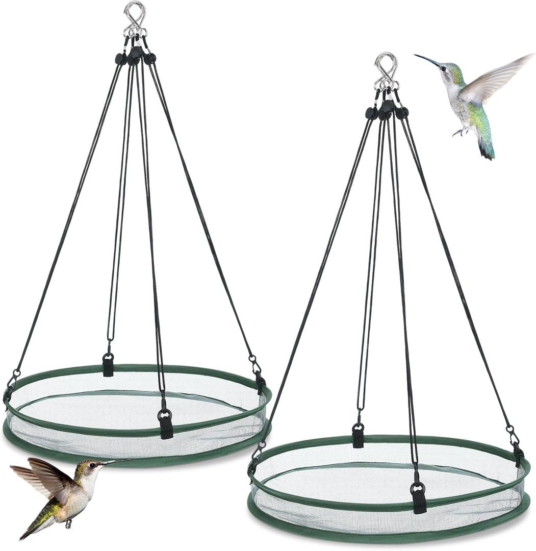 2 Pieces 16 Inch Universal Wild Bird Seed Catcher Hanging Hoop Platform Bird Seed Catcher Tray for Hummingbird Feeders Bee Feeder Outdoor Garden Accessories