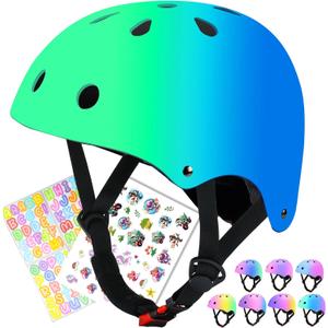 Color Gradient Adjustable Kids Bike Helmet Toddler Skateboard Helmets Boys Girls Child Ventilation Helmet for Multi-Sports Skating Cycling Scooter Balance M Age 5