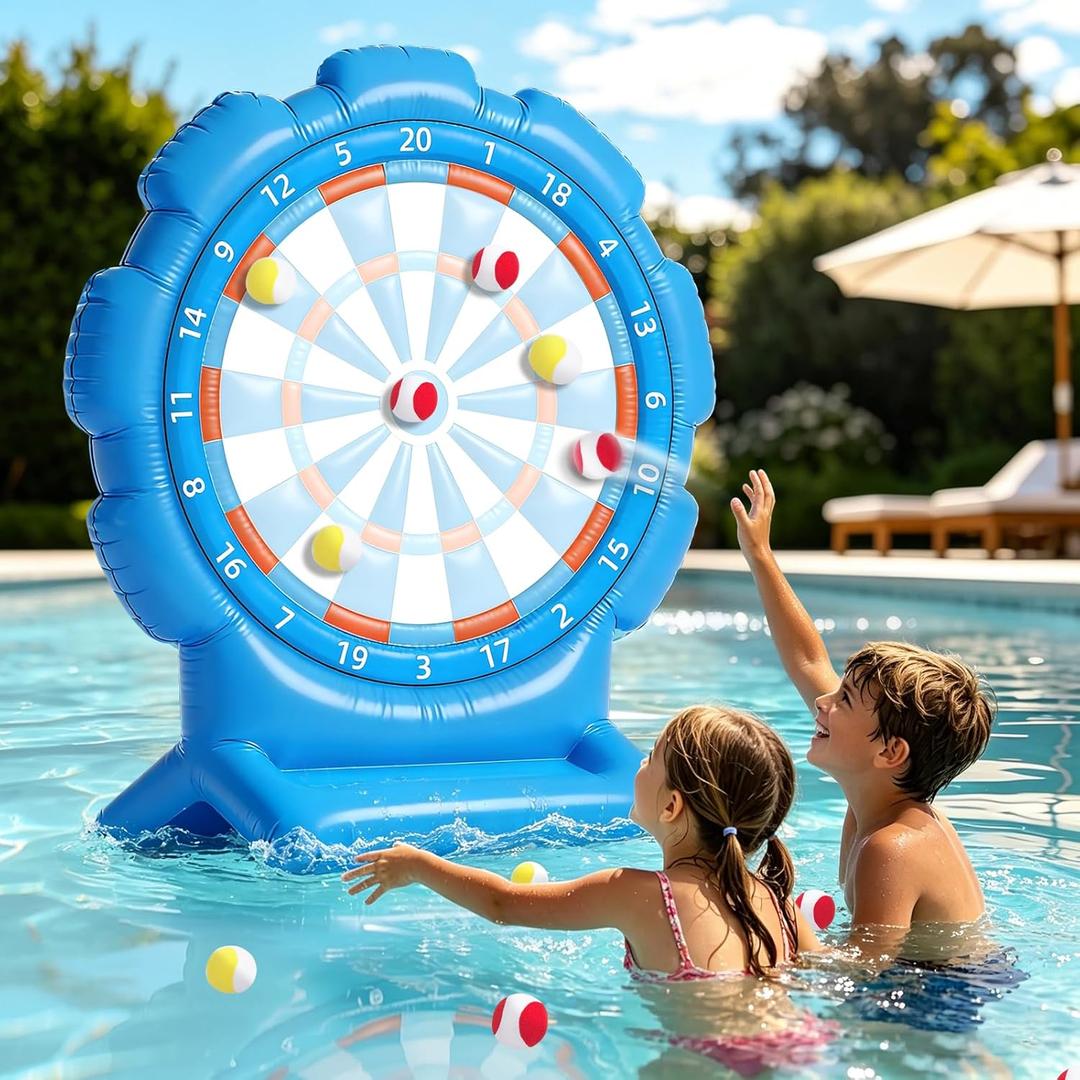 Best Pool Toys for Kids Teen Adult, Inflatable Dart Board Toss Pool Games with 10 Sticky Balls, Swimming Pool Floats Toys for Yard, Beach, Indoor & Outdoor Play, Summer Party Birthday Gift Age 4-12