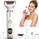 Wet & Dry Electric Razor for Women Men,4 in 1 Rechargeable Led Display Electric Shaver and Facial Hair Remover,Painless Ladies Body Razors for Nose Face Body Leg Bikini Arm Hair