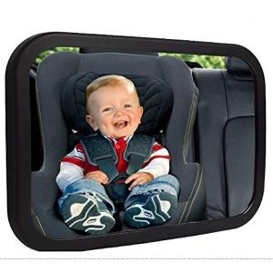 Shynerk Baby Car Mirror, Rear Facing Car Seat Mirror Safety for Infant Newborn, Baby Mirror with Wide Rearview & 360 Rotation, Shatterproof & Easy Assembled Crash Tested (Black)