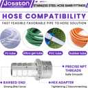 Stainless Steel Barbed Hose Fittings, 1" Hose Barb to 1" Male NPT Home Brew Fitting Water Fuel Air, Hose Barb Fittings Air Hose Repair Kit, Barbed Adapter with Hose Clamp, 9PCS