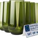 Green Drinking Glasses Set of 6 | Translucent Emerald Green Glassware | 16 oz Green Glass Cups | Highball Drinkware for Cocktails, Long Drink, Mojito, Juice | Nature-Inspired Drinkware