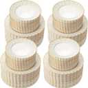 Mifoci Ivory Plastic Plates with Gold Rim Heavy Duty Disposable Plates for Dessert, Appetizer, Holiday, Wedding, Party(160 Pcs,Ivory)