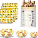 Beeswax Bread Bags for Sourdough/Beeswax Wraps for Food/Bowl Covers for Proofing, 7-in-1 Reusable Sourdough Starter Kit Baking Supplies for Homemade Bread Making and Fresh Storage (Lemon)