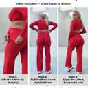 Sunzel Women's Butt Lifting Wide Leg Yoga Pants High Waist Tummy Control No Front Seam Straight Leg Workout Gym Bottoms, L