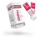 happy instant coffee, medium roast with notes of caramel and glee, 8 packets, single serve, use for hot or iced coffee, sustainably sourced