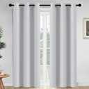 Yakamok Blackout Curtains Greyish White Room Darkening Thermal Insulated with Grommet Top Window Drapes for Living Room,42W x 84L,2 Panels
