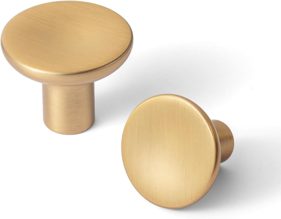 Goo-Ki 6 Pack Classic Champagne Bronze Cabinet Knobs - Minimalist Round Kitchen Handles Modern Hardware