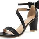 Reimferce Comfortable Block Heels for Women: 3.14" Stable Walk for Confidence on Wedding - Elegant Bow Ankle Strap & Cushioned Insole for Bride & Bridesmaids Size 39