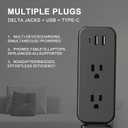 Electrical Outlet Extender Stick - Features USB-A, USB-C and 2 AC Outlets, Extends 22"-34", Rotates 180 Access Hard-to-Reach Outlets, Wall Plug Power Socket Expander Nightstands, Sofa, Desks and More