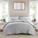 Harbor House Cotton Muslin Quilt Set Blue King, Crinkled Texture with Embroidered Tacking, Lightweight All Season Comfort, 250GSM Fill, Oeko-TEX Certified, Includes Matching Shams