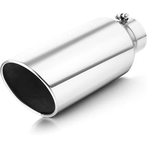 A-KARCK Exhaust Tip 4 Inch Inlet, Universal 4'' Inlet 7" Outlet 18" Long Stainless Steel Bolt On Exhaust Tailpipe Polished Muffler Tip for Truck