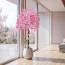 Artificial Cherry Blossom Tree, 6FT Height with 100 LED Lights, Faux Silk Plant in Pot for Home, Office, Wedding, Garden, Party, and Hotel Decorations (Pink, 6FT)