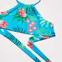 Kanu Surf Girls Mahina UPF 50+ Beach Sport Halter Bikini 2-Piece Swimsuit (Leonie Floral Aqua)