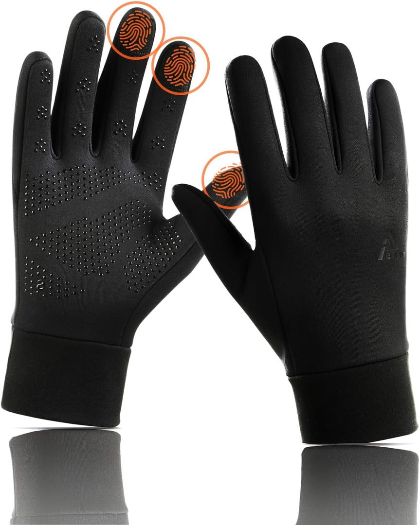 Lightweight Running Winter Gloves Touch Screen Gloves Liners for Cycling Biking for Men Women (Unisex-S [7.0-7.8], Black)