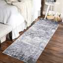 ROYHOME 2x6 Modern Abstract Runner Rug Non Slip Soft Rug Stain Resistant Rugs Low Pile Non Shed Machine Washable for Hallway Kitchen Bathroom, Light Grey