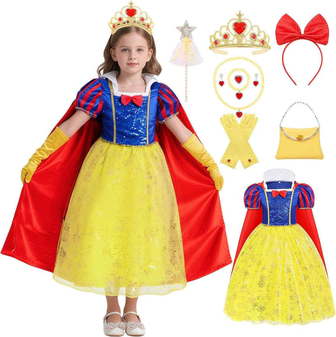 Girls Halloween Costume Set for Princess Costume Kids Cute Dress Birthday Outfits Gift (130/(6-7 Years))