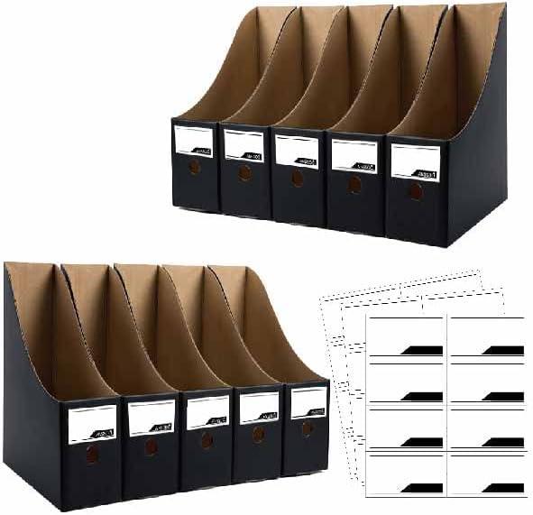 12 Pack Black Cardboard Magazine Holder Premium Magazine File Holder Magazine Organizer, Magazine Storage Box, Large Volume Magazine File Organizer as Book Bins or Folder Holder for Desk (set of 12)
