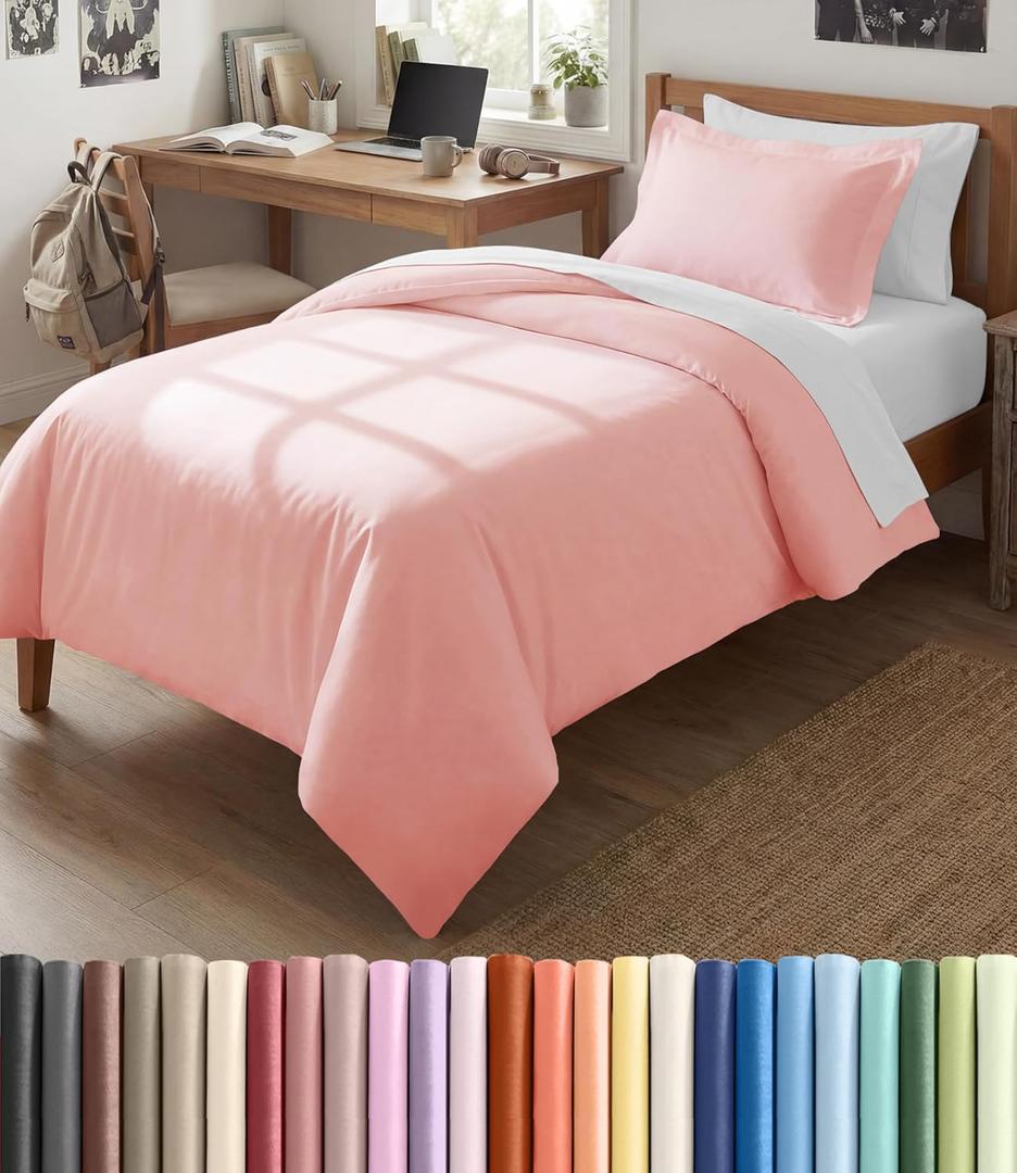 Duvet Cover Twin/Twin XL Size Set - Extra Soft Twin/Twin XL Duvet Cover 68" x 90" with 1 Pillow Sham - Hotel Luxury, Easy Care, Fade Free with Zipper Closures & Ties - Comfy & Breathable (Baby Pink) (34 - Baby Pink (No Comforter)