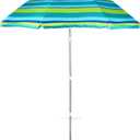 6.5ft beach umbrella with sand anchor, Beach Umbrella for Sand with Tilt, Air vent UPF 50+ Protection Fits in a large Suitcase for Patio Garden Beach Pool Backyard, Green Stripe CH-1501