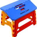 Kids Folding Step Stool for Toddlers Bathroom Sink Safety Lock to Stable1 Pack = Red+Blue