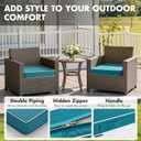 MIULEE Turquoise 19 x 19 x 3 Outdoor Chair Cushions Waterproof Patio Chair Cushions with Adjustable Straps Set of 2 for Patio Furniture 3-Year Color Fastness Garden Sofa Couch
