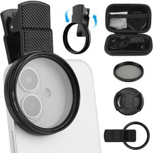 52mm Clip-0n CPL Phone Camera lens Filter Kit, Circular Polarizer Polarizing Filter, Clearer HD Backlight Phone Filter Set, Compatible for iPhone 16 15 14 13 12 11 (1 Set)
