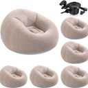 6 Pcs Bean Bag Chairs for Adults Inflatable Chairs with Electric Air Pump Blow up Couch Folding Portable Inflatable Couch Lazy Sofa for Reading Living Room Camping (Coffee), 38.5 x 21.6 x 11 inches