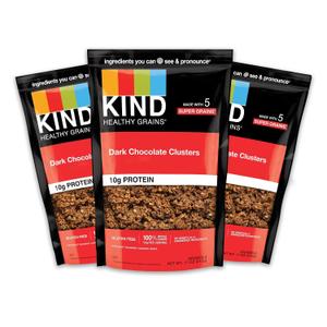 KIND Healthy Grains Clusters, Dark Chocolate Granola, Gluten Free, 10g Protein, 11 Ounce (Pack of 3)