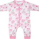 Baby Sleep Suit 1.0TOG Long Sleeve Wearable Blanket with Legs, Soft Sleeping Bag with Feet newborn to 24 Months (Small, Blushflower)