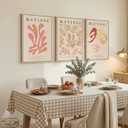 Large Framed Pink Matisse Botanical Floral Canvas Wall Art, Set of 3, 20"W x 30" H x 3Pcs