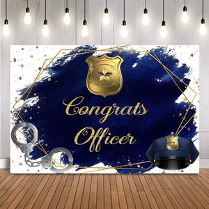 Police Graduation Party Background Retirement Law Enforcement Agency Backdrop Police Officer Graduation Theme Class of 2023 Congrats Decoration Banner (7x5ft)