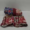 Cotton Bedspread Quilt Bedding Sets 3 Pieces Reversible Coverlet Sets Comforters Gorgeous Paisley Floral Patchwork Red Bedspread, Queen Size