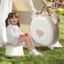 Travel Potty Seat for ToddlerFoldable Car Potty for Toddler, Portable Toilet Seat for Kids with Potty Liners, Absorbent Pads, Portable Potty Seat for Toddler Travel, Camping And Outdoor Use (Upgraded Sturdy-Khaki)