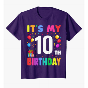 Kids It's My 10th Birthday 10 Ten Happy Birthday Boys or Girls T-Shirt L