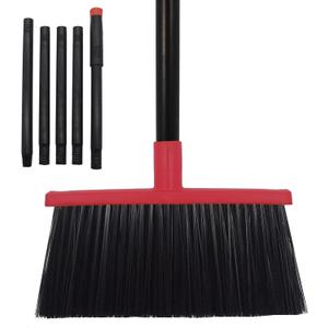 Heavy-Duty Adjustable Angle Broom with 56" Steel Handle - Ideal for Home, Garage, Kitchen, Bathroom, Office, and Outdoor Use - Durable & Efficient Cleaning Tool for Hard Floors (Red)