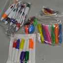 Chinco 30 Pcs Retractable Shuttle Pen Clip with Mini Highlighter Nurse Badge Pen Neon Marker LED Keychain Ring Clip (Colorful)