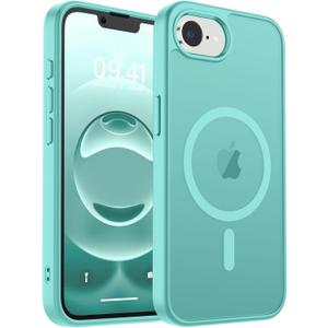 Magnetic For iPhone 16e Case, [Compatible with MagSafe] [Military Grade Drop Protection] Translucent Matte Shockproof Anti-Scratch Phone Case, Blue Green