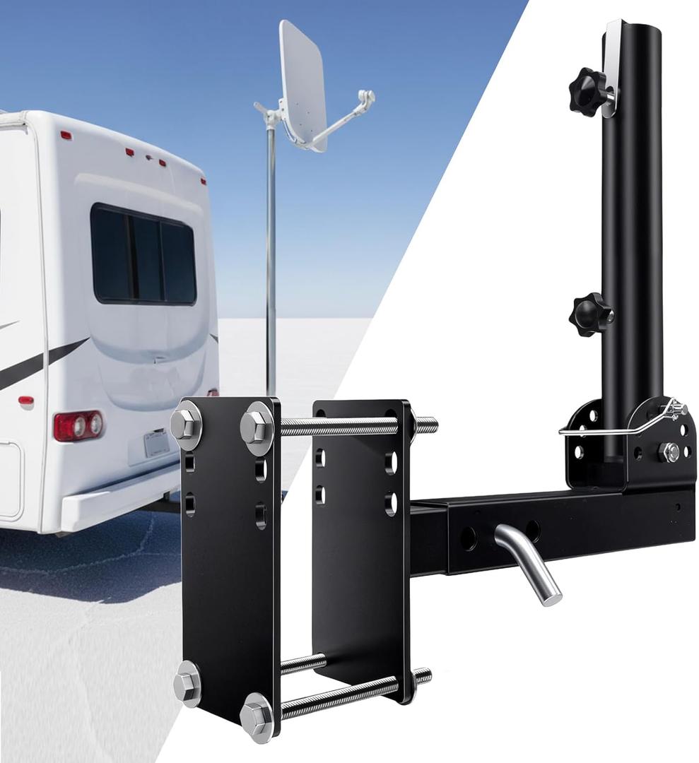 Heavy Duty Stainless Steel RV Flag Pole Mount Kit  3-in-1 Frame / Trailer Hitch / Bumper Mount  Fits Poles up to 1.9 OD  RV Flag Holder for Camper, Trailer, Starlink RV Mounts