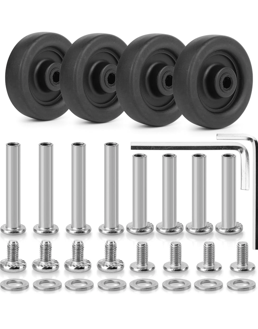 Zoofen 4 Pcs Luggage Wheels Replacement 50x15mm Rubber Suitcase Replacement Wheels Wear-Resistant Repair Casters for Luggage(ZPF01)