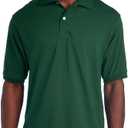 Jerzees Men's Short Sleeve Polo Shirts, Cotton Blend, Two Button Closure, Regular Fit, Sizes S-5x (5X-Large, Forest Green - Spotshield)