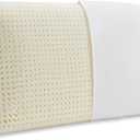 Talalay Latex Pillow, Medium Soft Latex Foam Pillow for Sleeping, Standard Size Bed Pillow for Back with Removable Cotton Inner Cover, Side and Stomach Sleepers, Helps Relieve Shoulder and Neck Pain (Standard (Mid Loft))