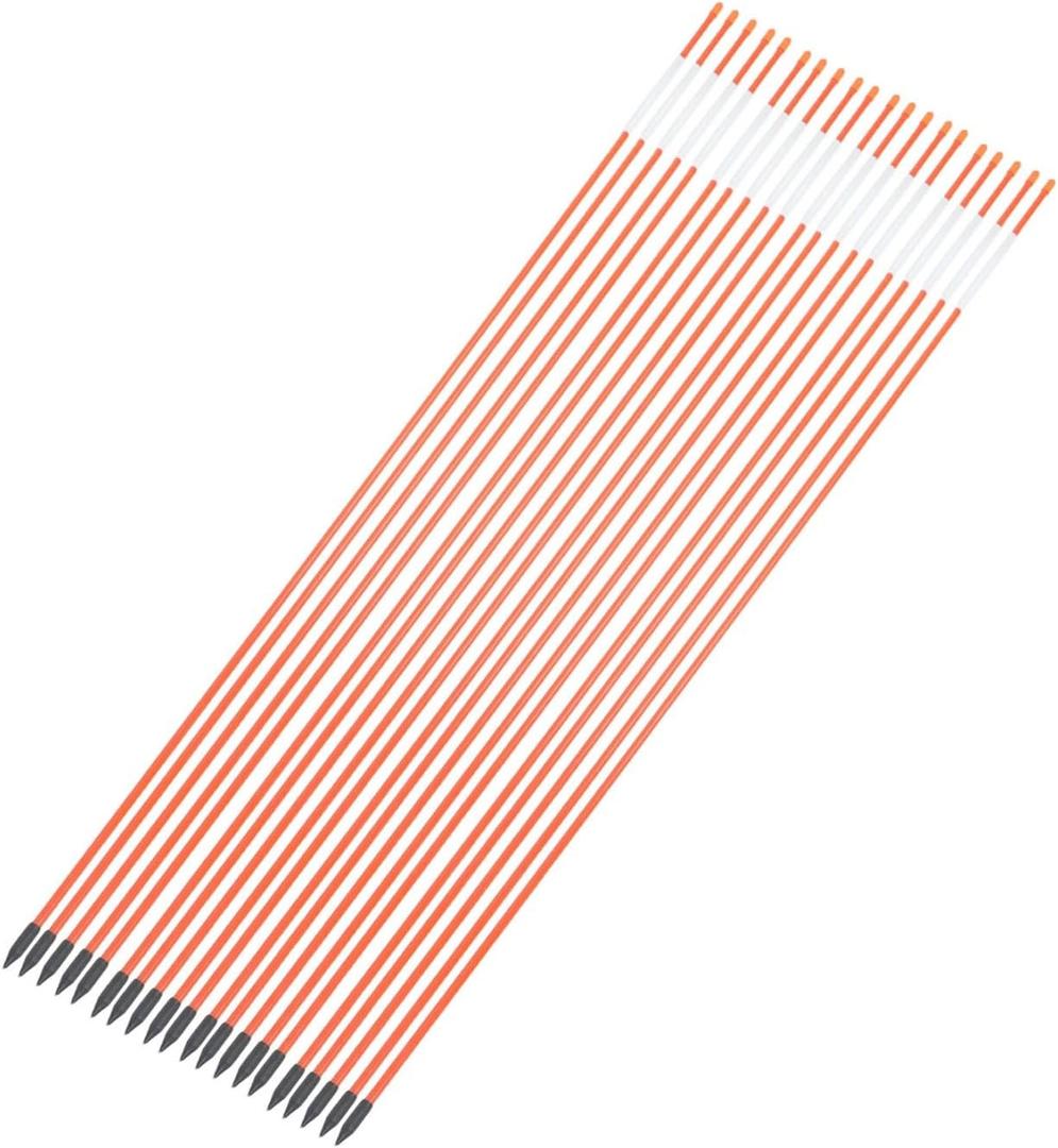 48" Inch Snow Stakes Driveway Markers Poles Snow Plow Stakes Fiberglass 5/16 Inch Diameter Orange with 9.8" Reflective Tape Replacement for Driveway Mark Snow Plow Parking Lots 20pcs