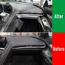 Center Console Dashboard Panel Trim for Corvette C8 Z51 Z06 E-Ray Stingray HTC Coupe 2020 2021 2022 2023 2024 2025, Real Carbon Fiber for Corvette C8 Interior Trim (Black Carbon Upper Dashboard Trim)