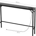 Aduanbang 5.9" Console Table with Outlet Narrow Sofa Table, Behind Couch Table for Living Room & Hallway, 5.9" x 39.4" x 30", Metal Frame, Rustic Brown